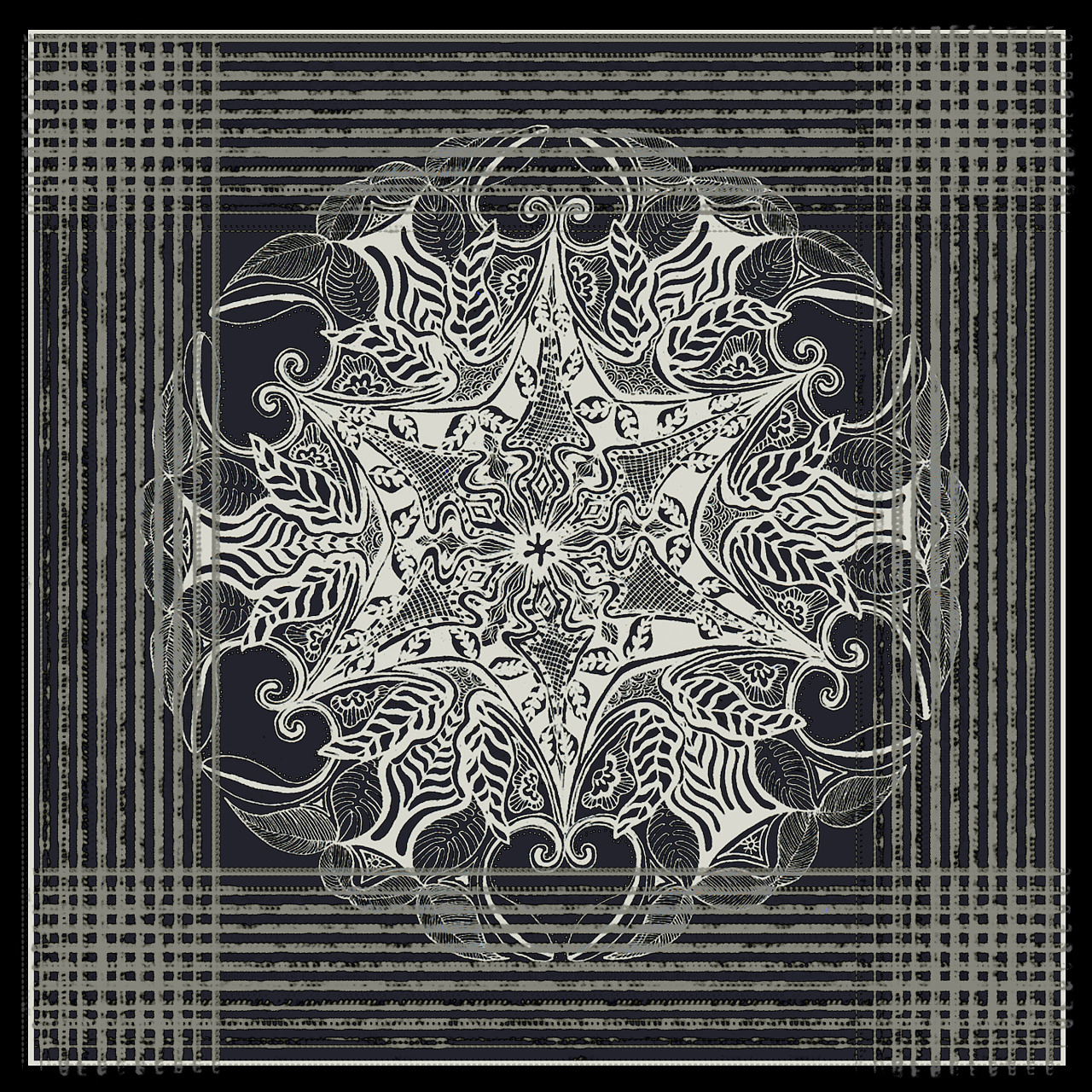 植物变形图案丝巾设计