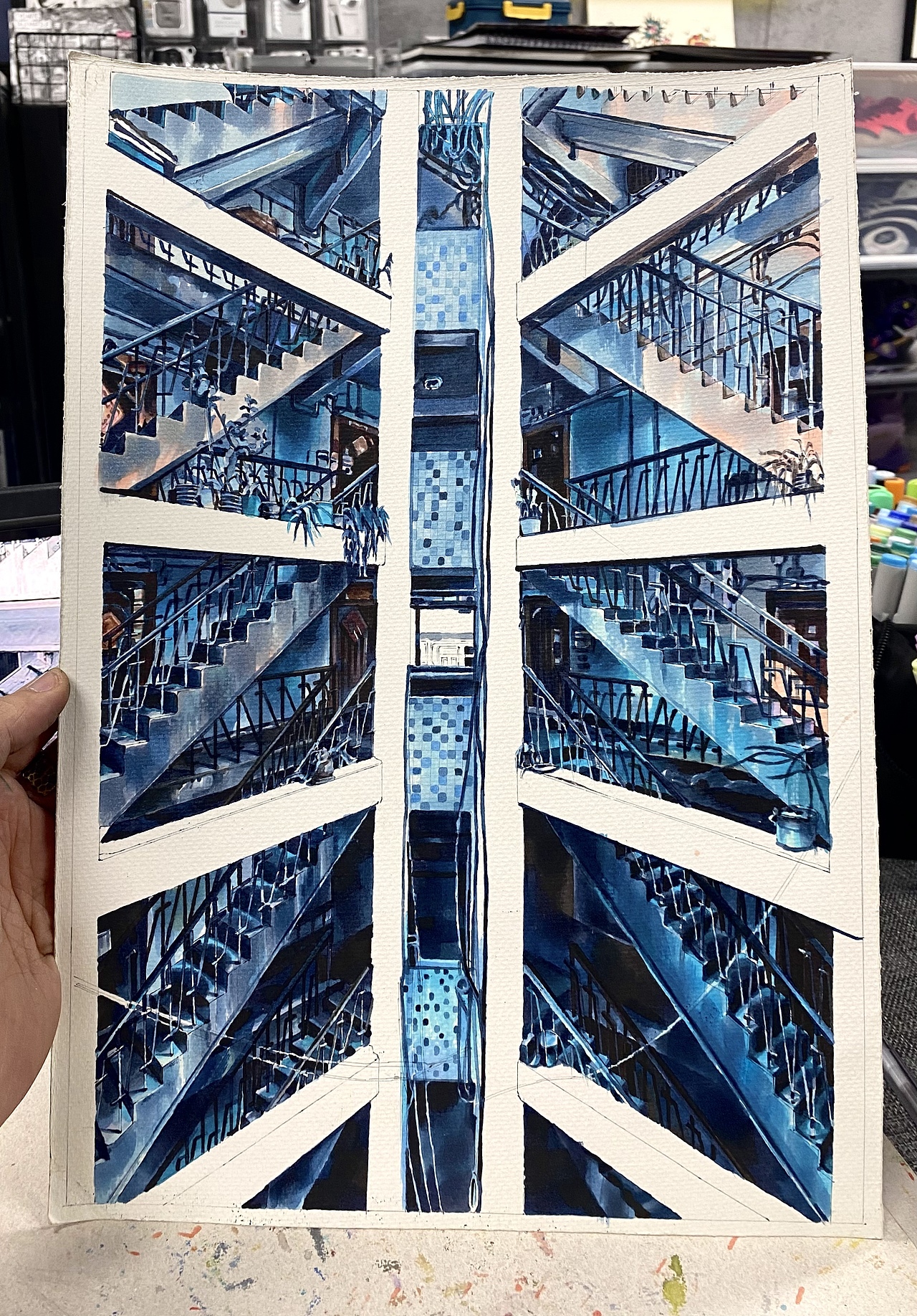 《少年的你》重庆筒子楼马克笔|纯艺术|绘画|赵航马克笔_原创作品