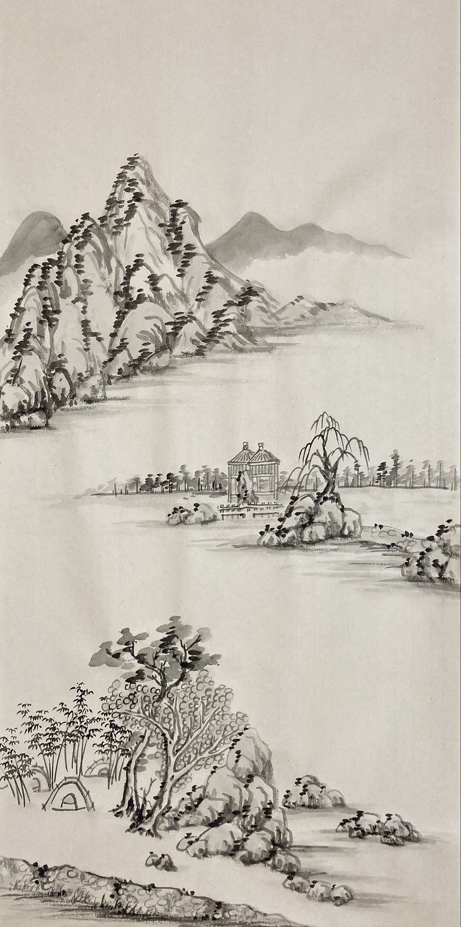 国画山水创作，秦岭圭峰山下鄠邑草堂秋色