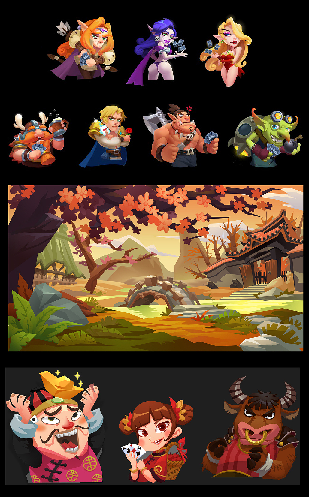 休闲棋牌 q风|插画|游戏原画|yogg - 原创作品 - 站酷 (zcool)