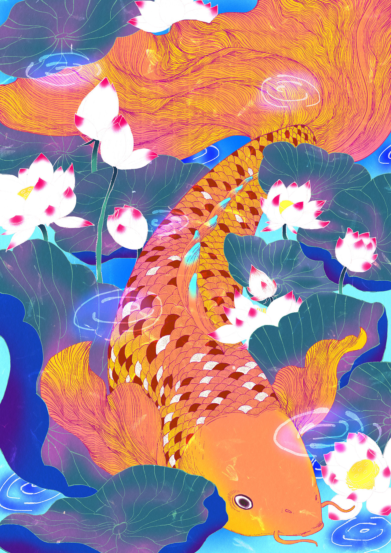 锦鲤（图ZMTQ1MTg0ODA4） - 艺术插画 - 站酷设计师orangec_S原创素材 - 站酷ZCOOL