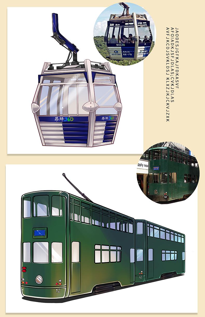 手绘插画香港旅行中的美食美景（图ZMjMyODk0MzEy） - 商业插画 - 站酷设计师喷香原创素材 - 站酷ZCOOL