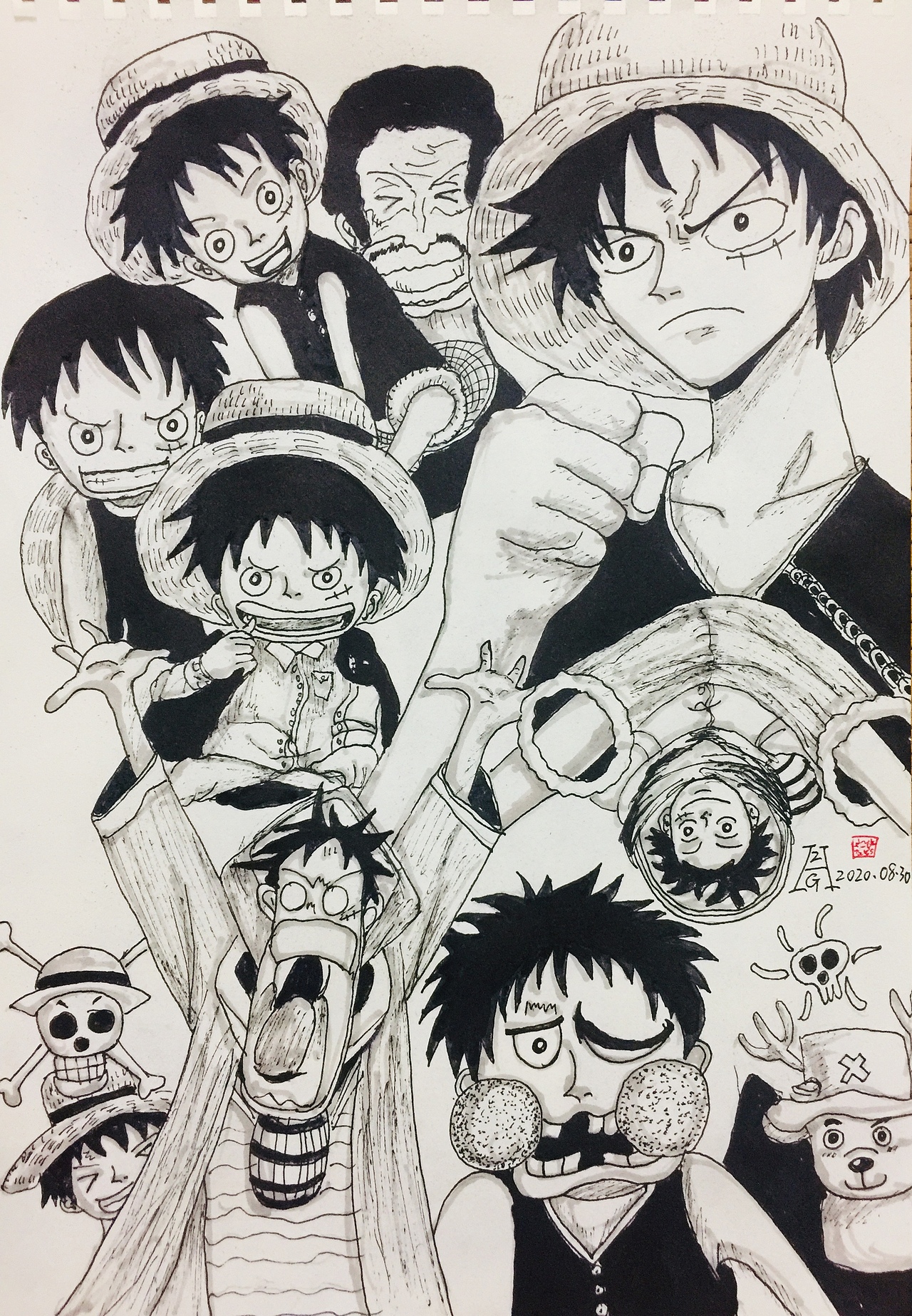 《海賊王八月份手繪臨摹》（图ZMjI0MDMxOTEy） - 单幅漫画 - 站酷设计师Jackie祝少原创素材 - 站酷ZCOOL