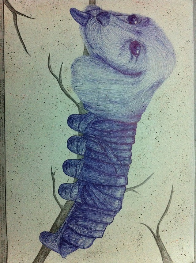 圆珠笔素描(狗虫结合)