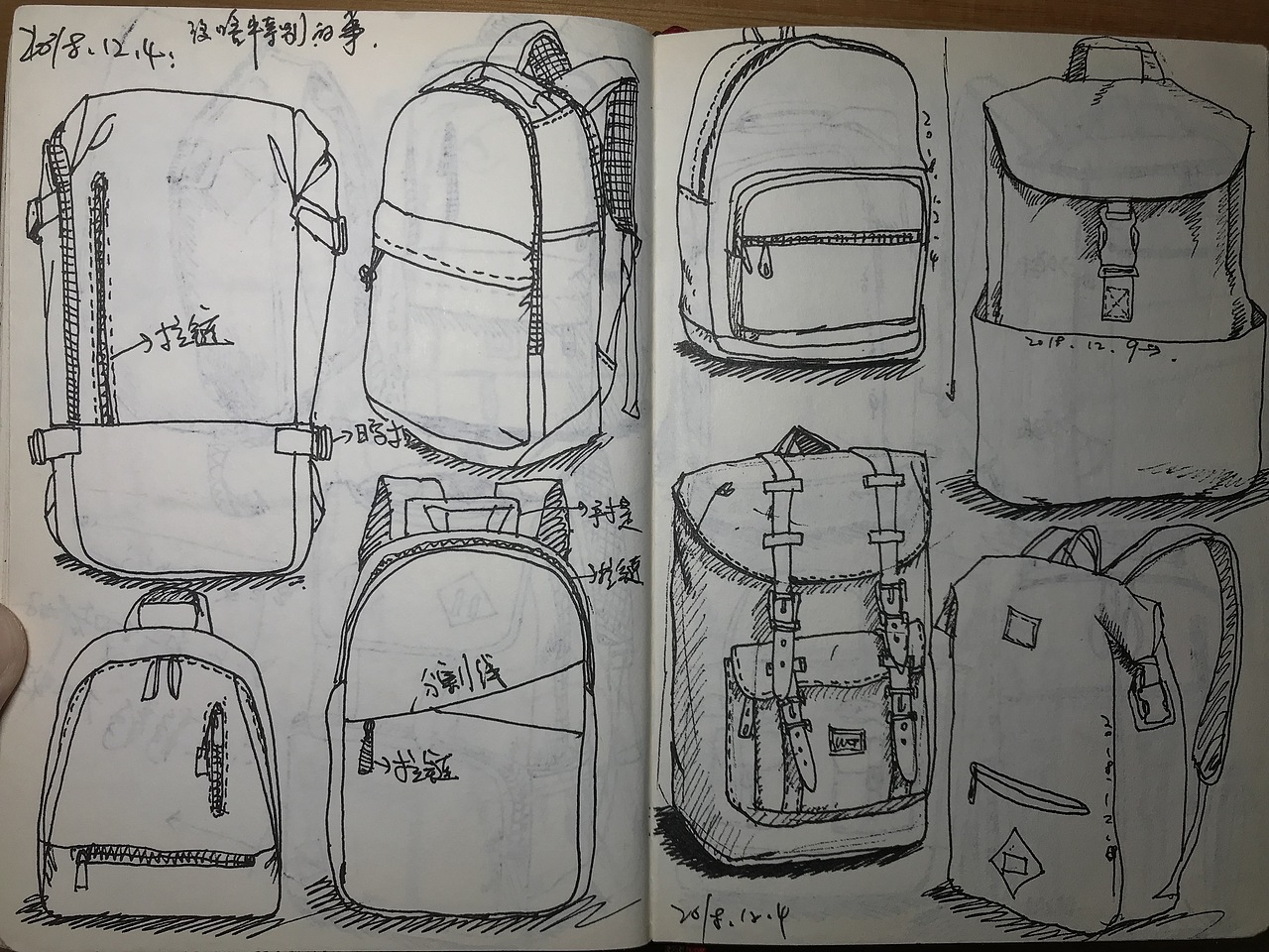 2016-2019年间467个箱包款式练习稿+附几张一根线速写