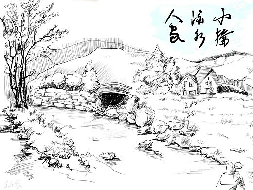 风景线稿
