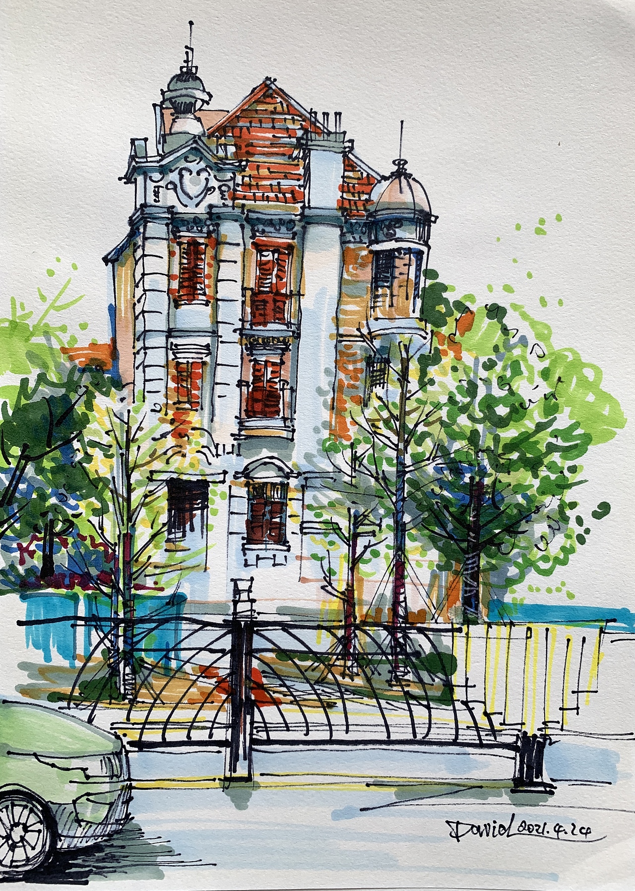 马克笔风景速写