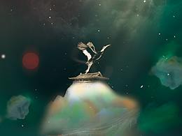 中式水墨插画—《鹤生》