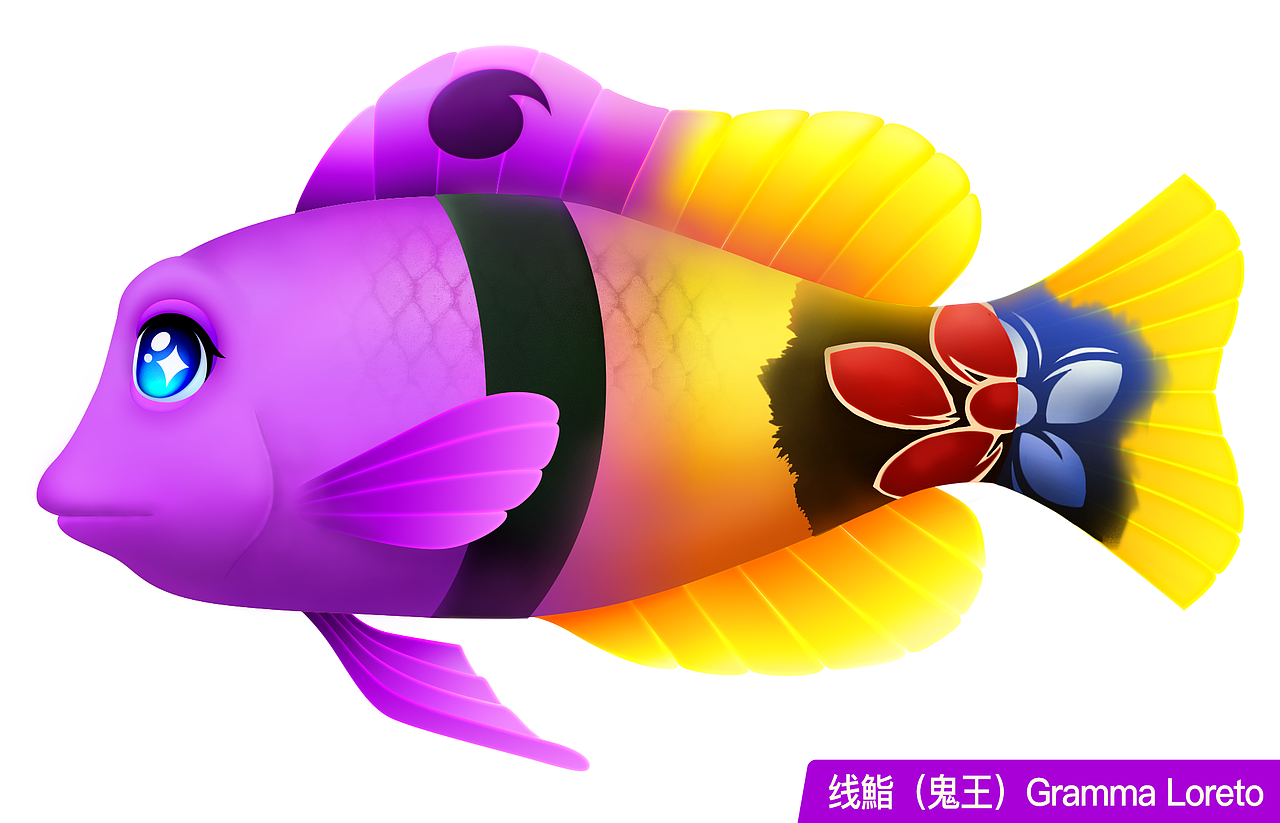 Mahjong Aquarium-3D Fish原画及三维贴图