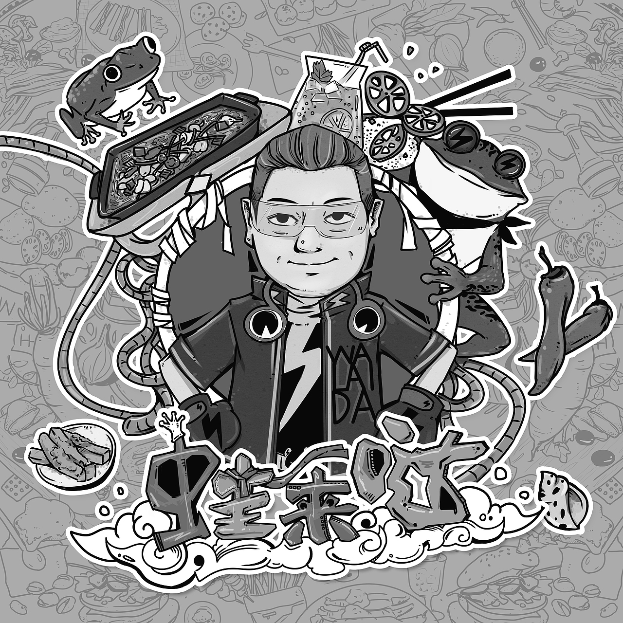 蛙来哒形象漫画——闪电蛙侠涂鸦手绘线条风（图ZMTY1Nzk2MjI4） - 创作习作 - 站酷设计师Meiki美妹原创素材 - 站酷ZCOOL