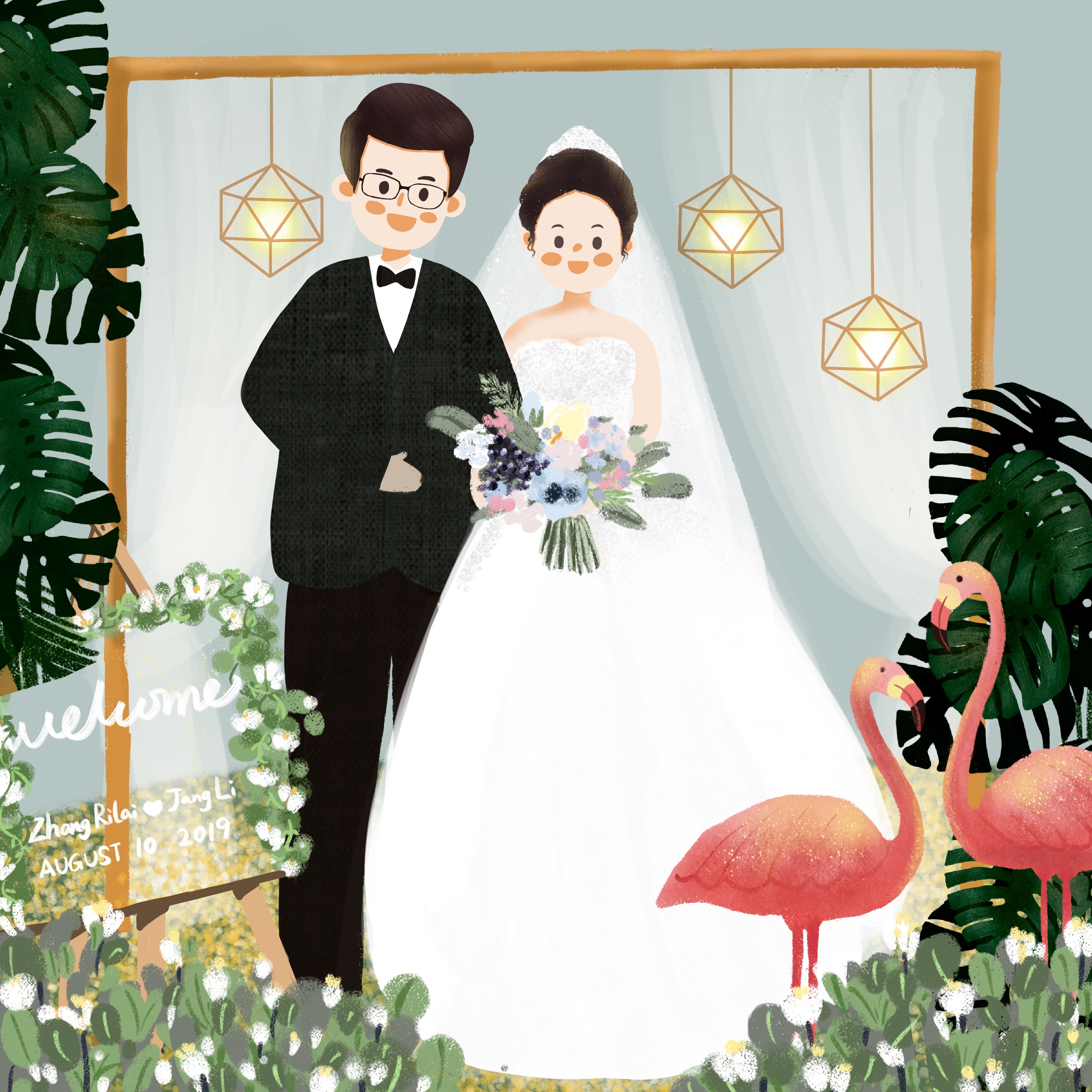 给婚礼小新人儿们结婚的小画（小动图）|插画|商业插画|snowoney - 原创作品 - 站酷 (ZCOOL)