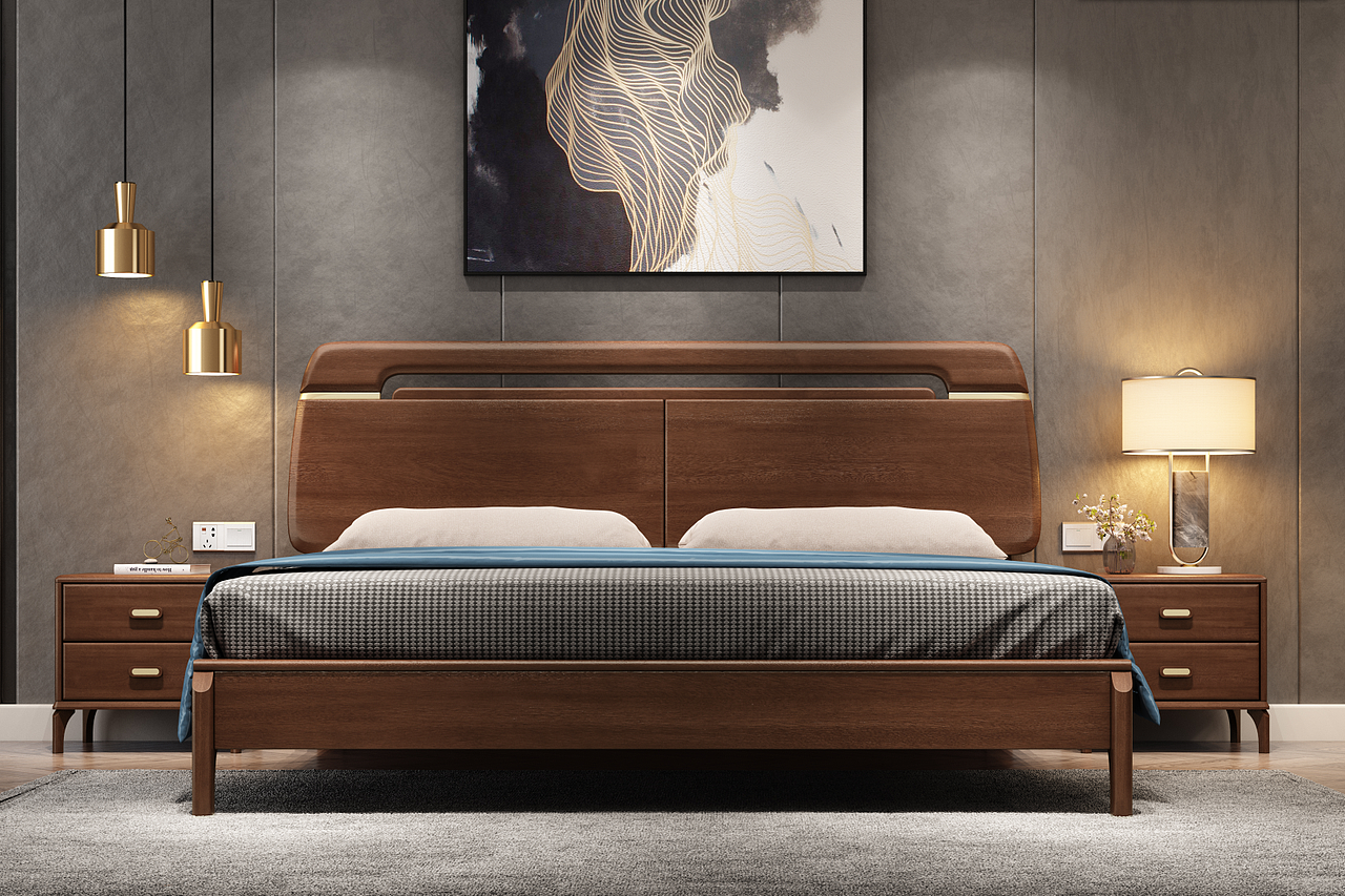 胡桃木实木床效果图展示赣州/设计爱好者/1年前/140浏览小合同志