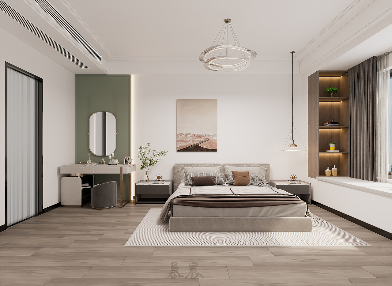 90平小三居现代轻奢风设计|现代轻奢