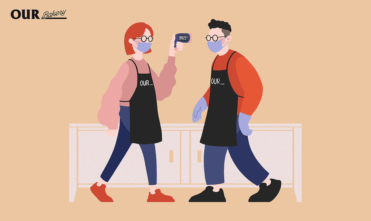 OUR_bakery疫情插畫&微信公眾號長圖設(shè)計（圖ZMjAxNjE3ODUy） - 商業(yè)插畫 - 站酷設(shè)計師Visper設(shè)計原創(chuàng)素材 - 站酷ZCOOL