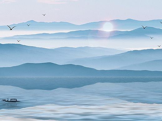 山水静谧背景墙