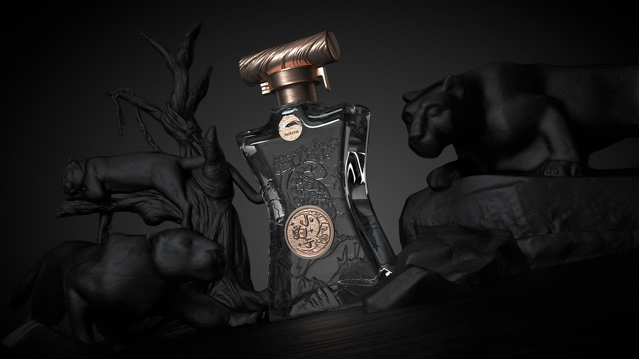 茅台“小豹子”——黑金蕴含醇香 酒瓶包装设计