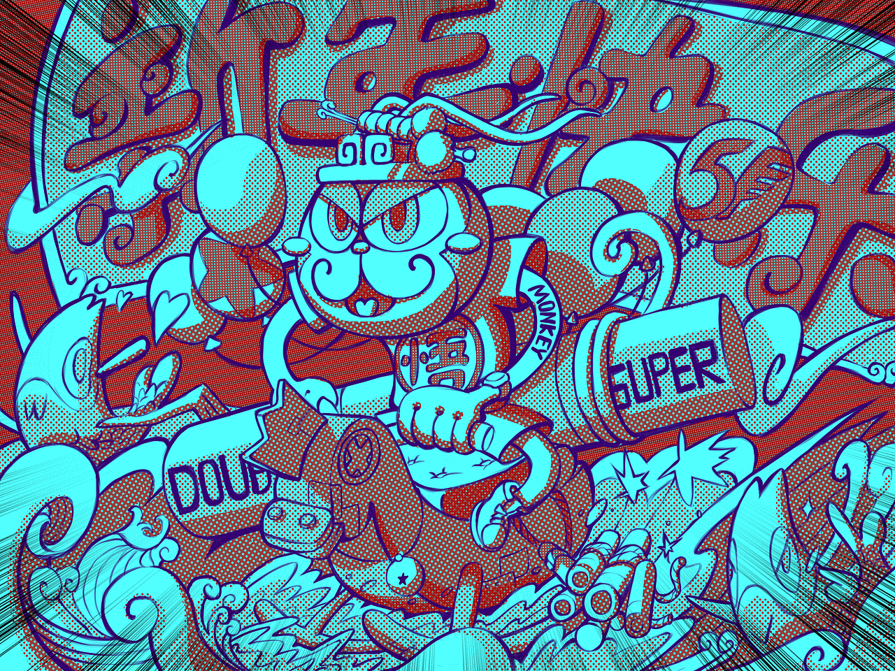新年快乐！猴年吉祥！（图ZNDE2MzEwOTI=） - 新锐潮流插画 - 站酷设计师宇宙人烧烧原创素材 - 站酷ZCOOL