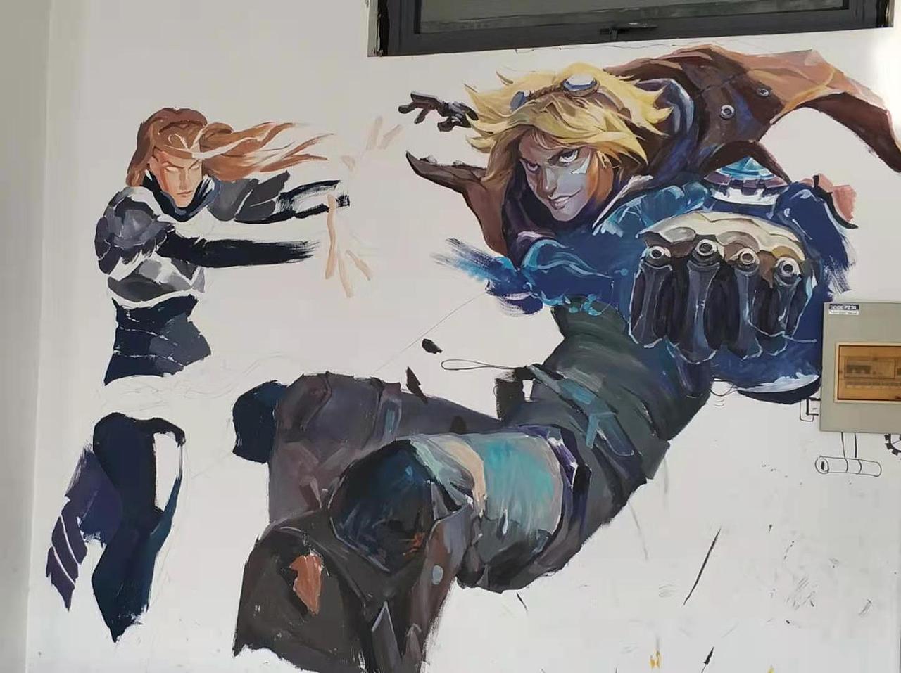 墙绘英雄联盟,瑞文狐狸拉克丝和ez