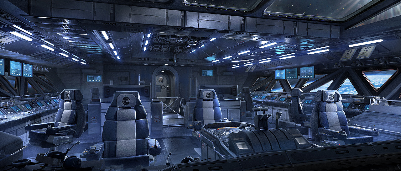 科幻未来 2055年 新星号探索飞船 场景概念设计