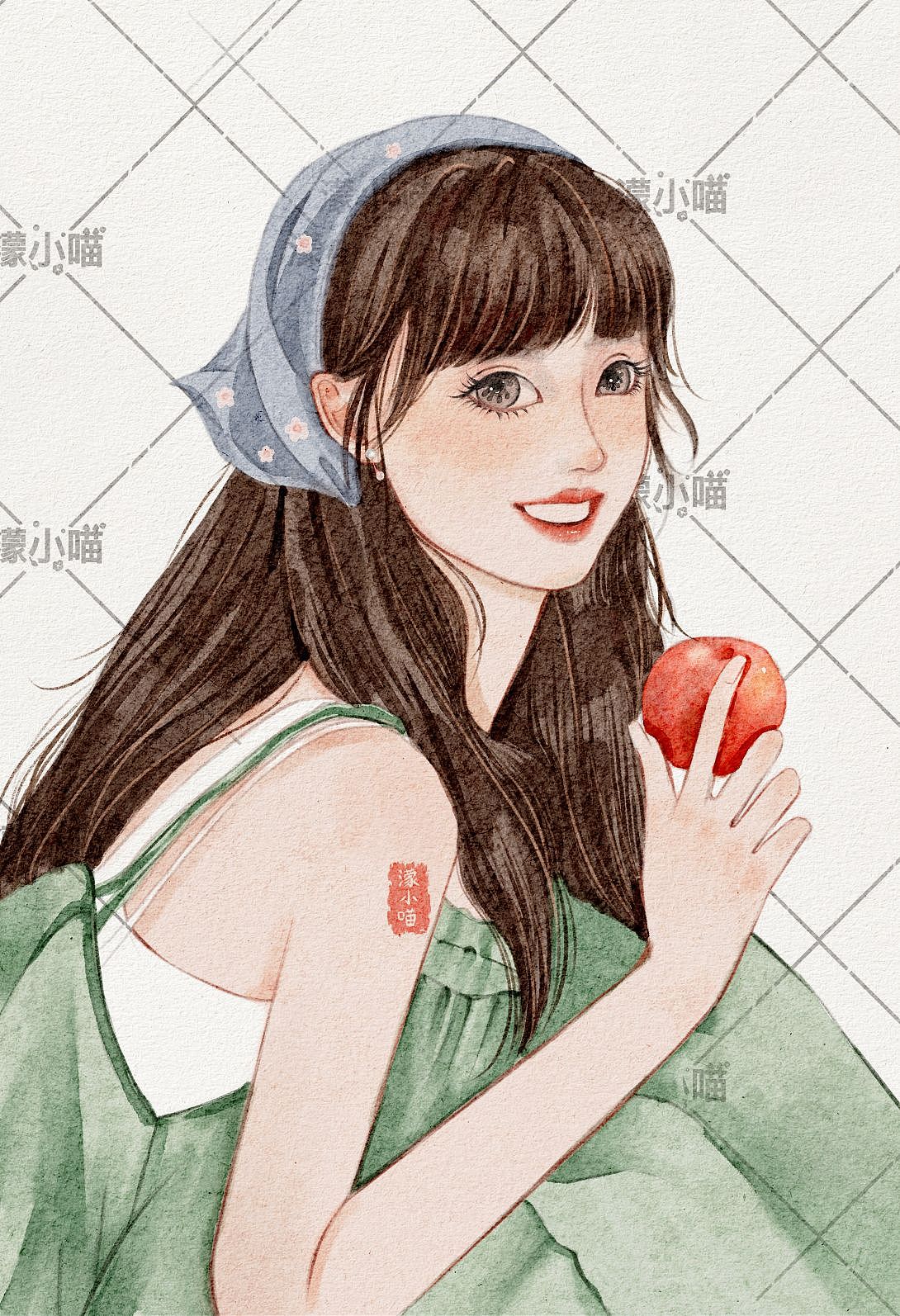 iPad绘画—水彩风少女头像插画