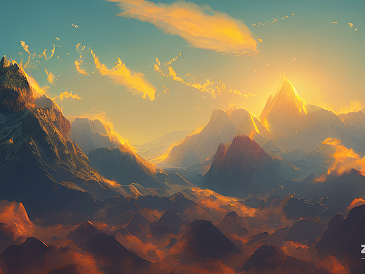 #AI创作实验室#光,色彩,云,山,金色