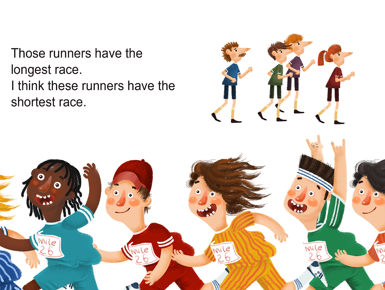 插画英文绘本trackandfieldday田径运动会啦