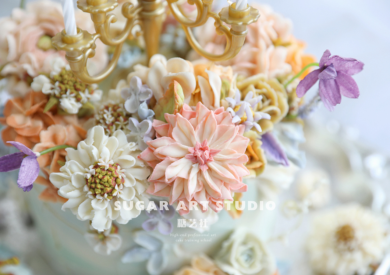 糖艺社韩式裱花作品--烛台