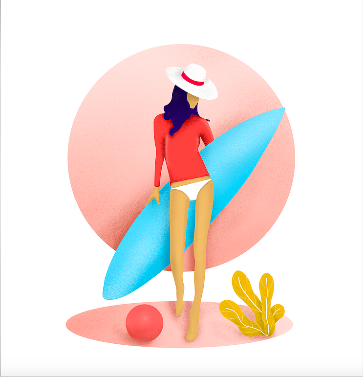 插画小练习 — 沙滩美女