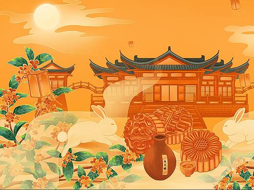 中秋新国风包装插画