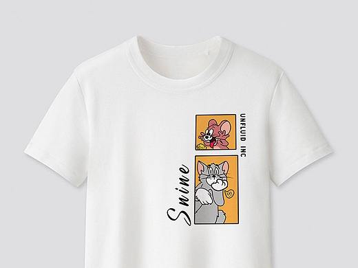 #平时习作#商业插画 潮流插画 猫和老鼠 服装 T恤展示