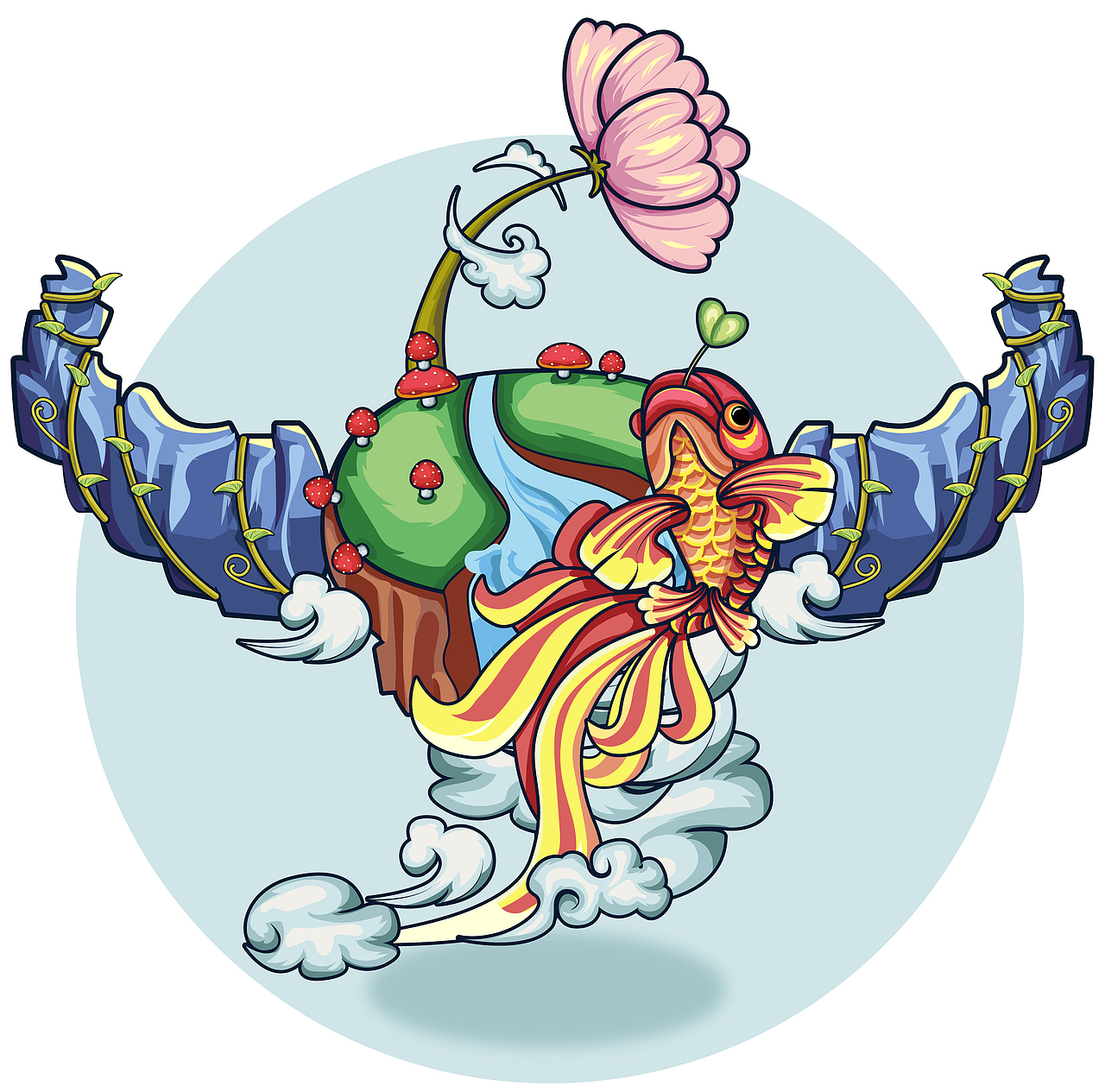 参赛作品：万物生长-牛年有锦鲤（图ZMjM5MDY1MzY0） - 商业插画 - 站酷设计师木有鱼丸000原创素材 - 站酷ZCOOL