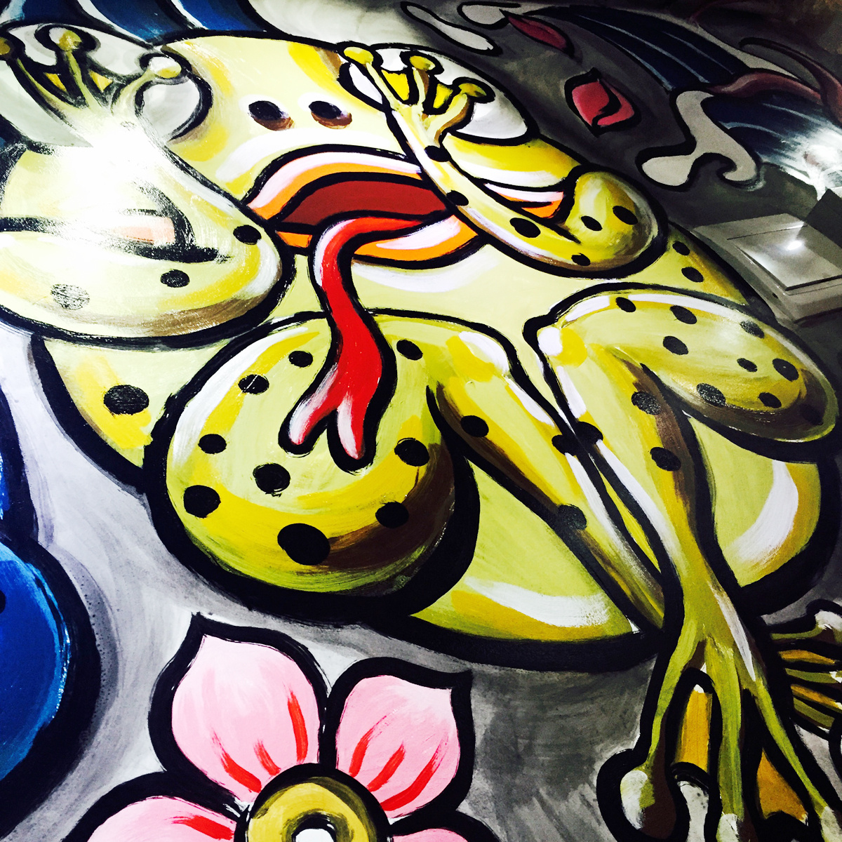 辣里有蛙牛蛙烤鱼店墙绘涂鸦