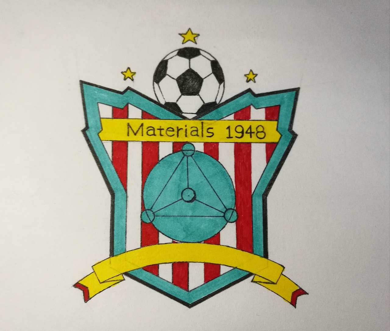 给自己学院设计的院足球队队徽,纯手绘的