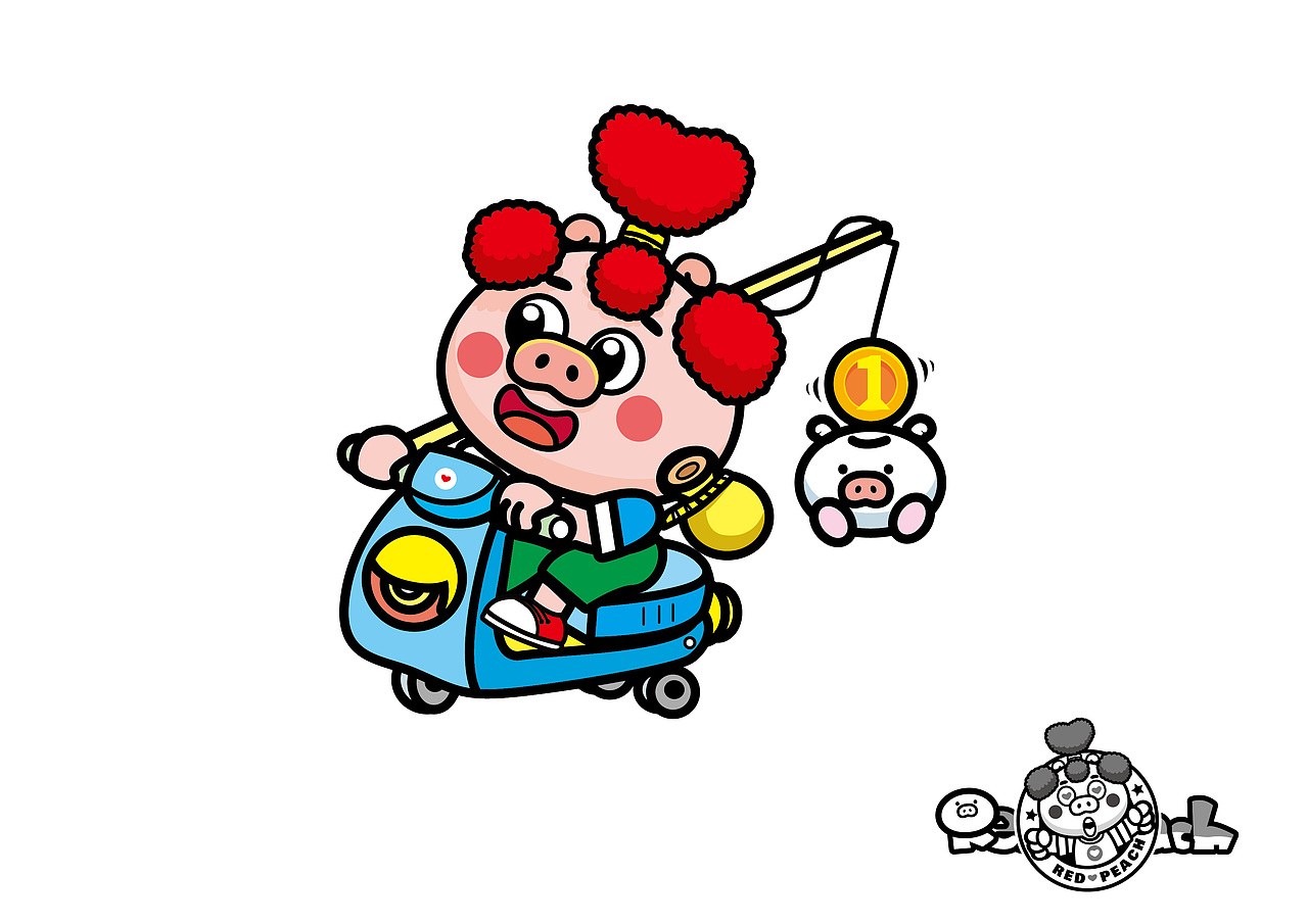 桃心小猪卡通形象设计（图ZNjA3MDU0NjA=） - IP形象 - 站酷设计师橡果果IP设计原创素材 - 站酷ZCOOL