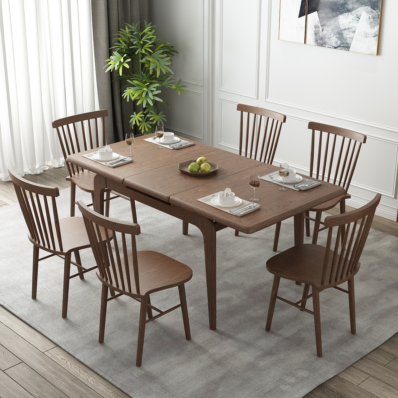 欧美混搭风格600平米别墅餐厅餐桌椅装修效果图_别墅设计图