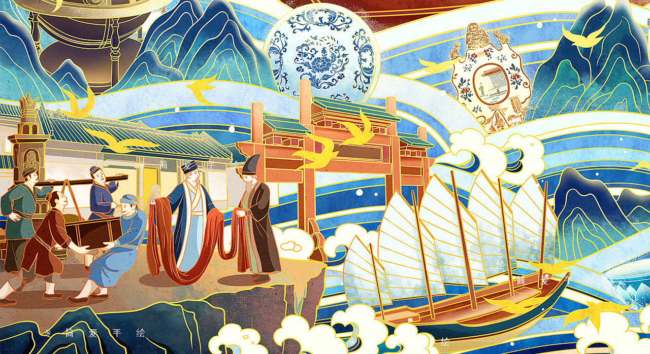 丝绸之路系列插画_简爱手绘-站酷zcool