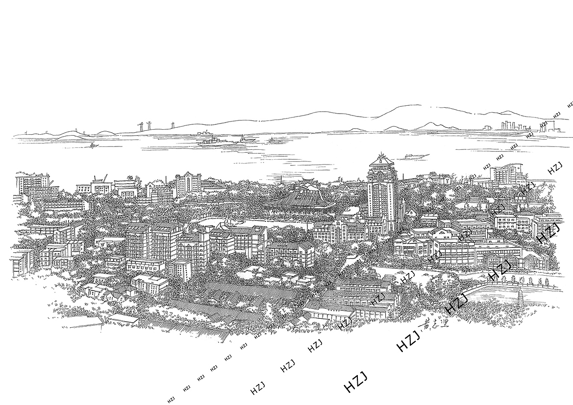 厦门大学系列 手绘厦大全景（图ZMTU0Njg4MDQ0） - 绘画 - 站酷设计师H志坚原创素材 - 站酷ZCOOL