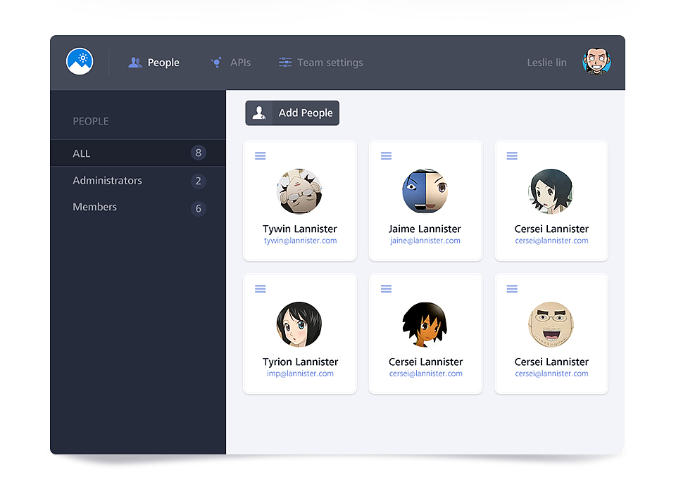 这个我也是画了原型,我问自己,为什么设计师把侧边导航放那么大的空间?为什么只显示3个人不是4个人?为什么选择圆形的头像框?侧边导航是划出来的吗?如果是……做的时候想一想,带着脑袋去练习。当然,为什么是明明是英文名,我却用动漫人物的头像…..