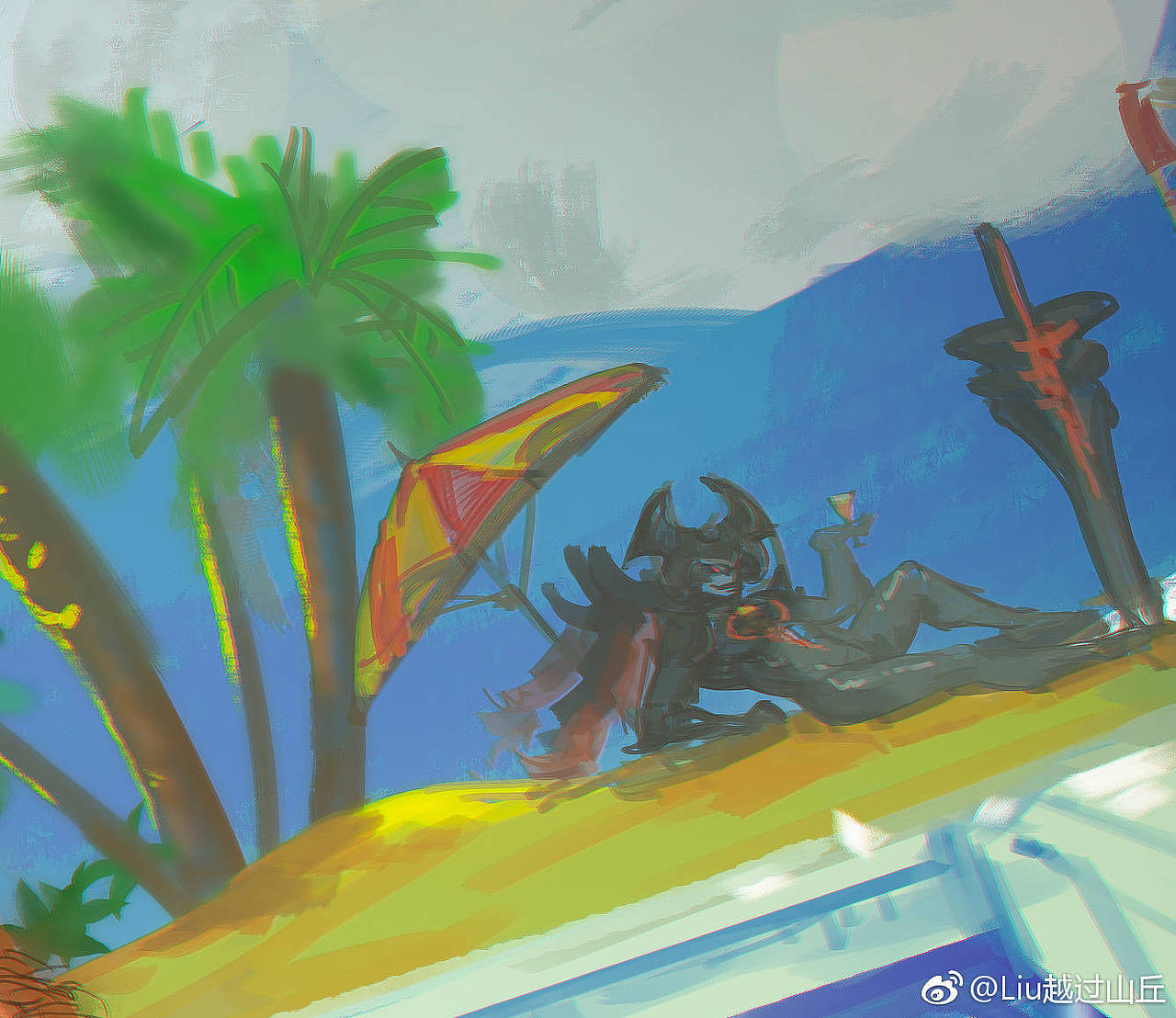 同人插画：泳池派对蛮王（图ZMjE3MTcwMjMy） - 创作习作 - 站酷设计师Manowar劉越原创素材 - 站酷ZCOOL