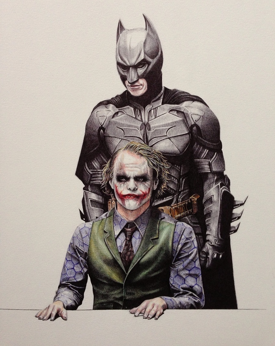 圆珠笔手绘蝙蝠侠黑暗骑士