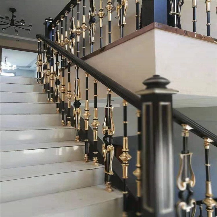 酒店欧式铝板古铜楼梯护栏来图定制