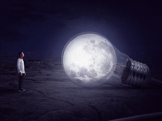 灯泡里的月球奇幻场景