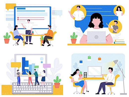 扁平风格办公室插画