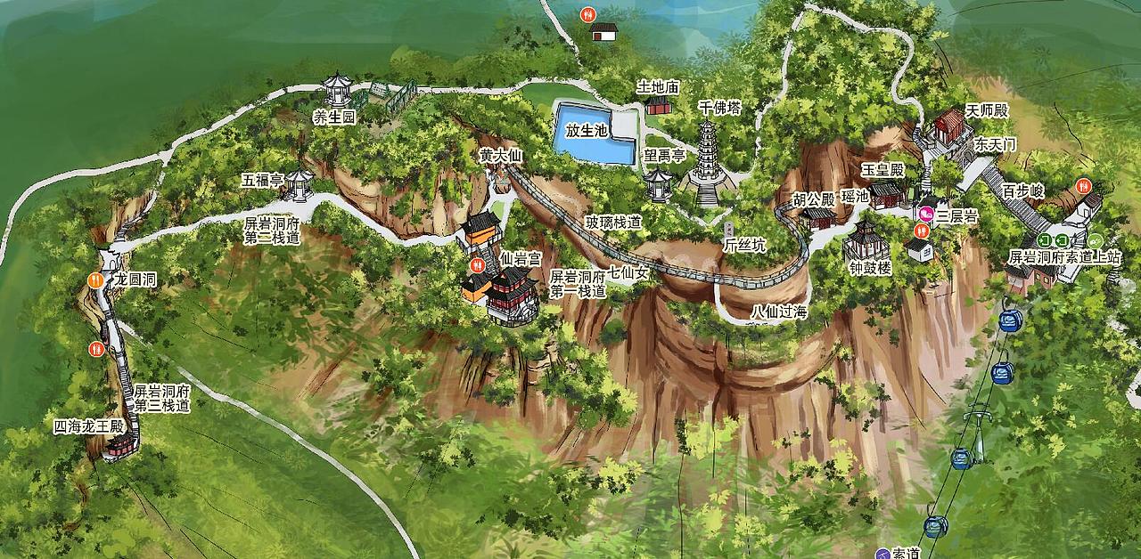 屏岩洞府手绘地图