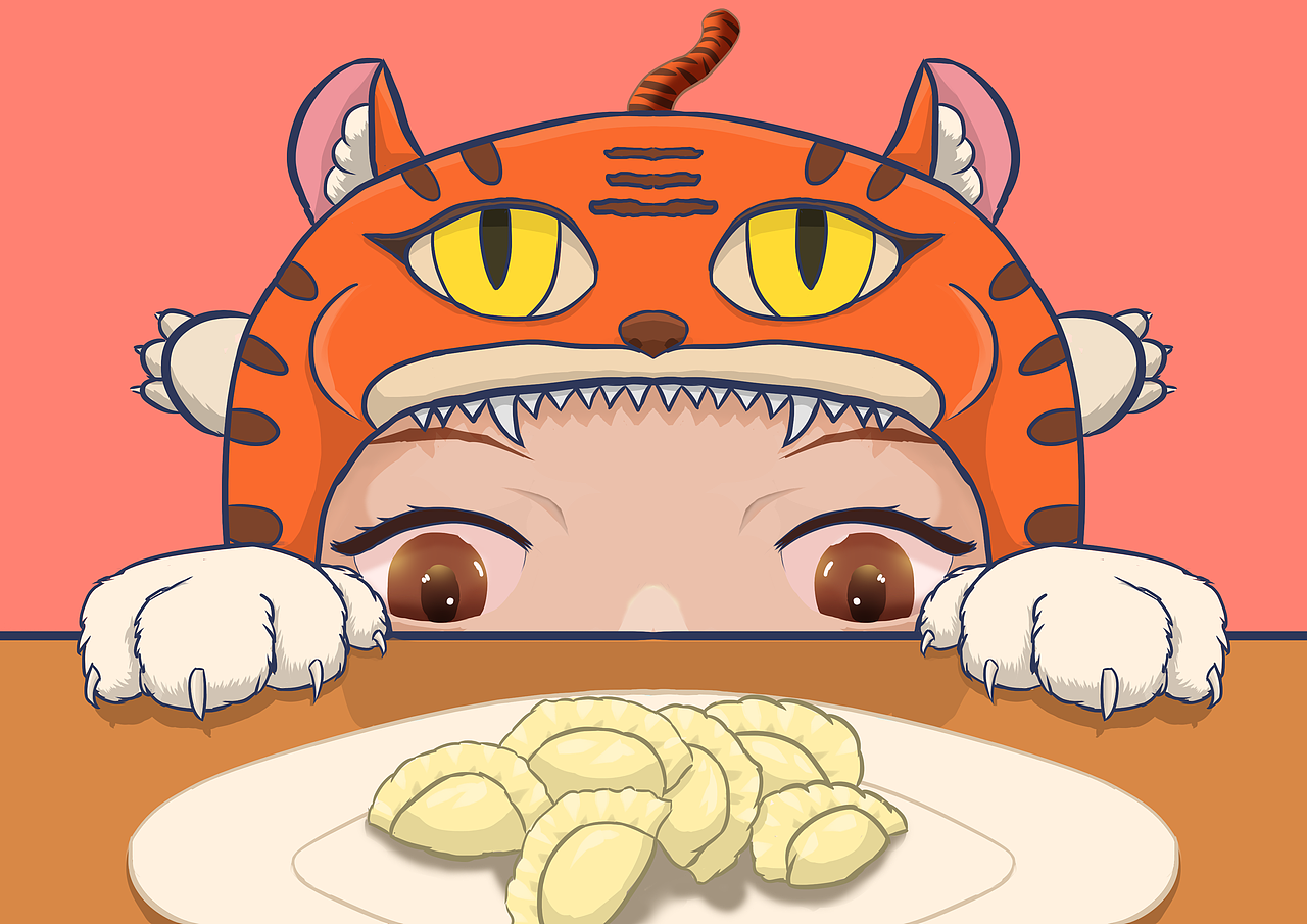 小馋猫（图ZMjg0NjMwODc2） - 艺术插画 - 站酷设计师空梦灵璃原创素材 - 站酷ZCOOL