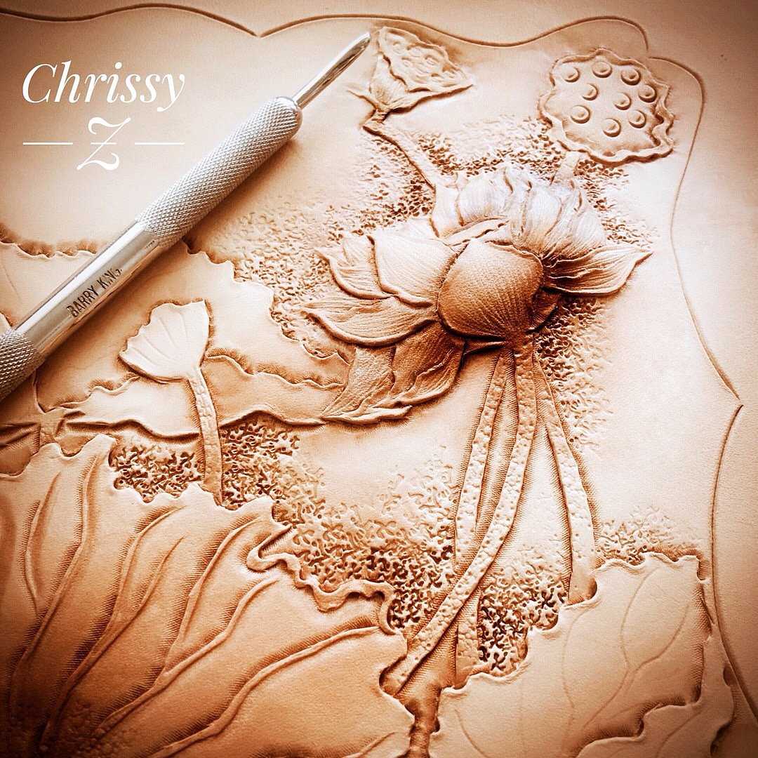 【原创作品】手工皮塑皮雕荷花