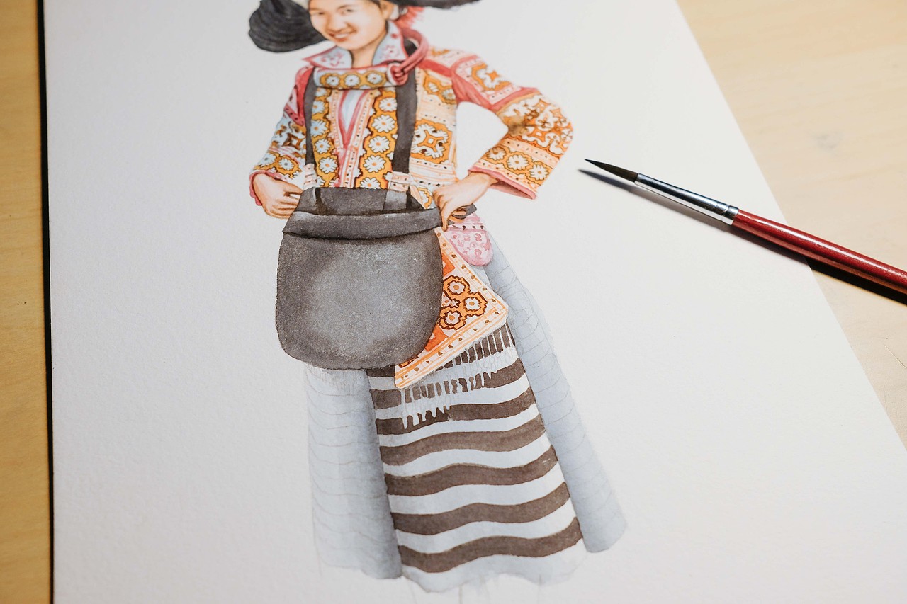 水彩-贵州少数民族服饰（图ZMjM0MTYxMzA4） - 绘画 - 站酷设计师lanskiplanet原创素材 - 站酷ZCOOL