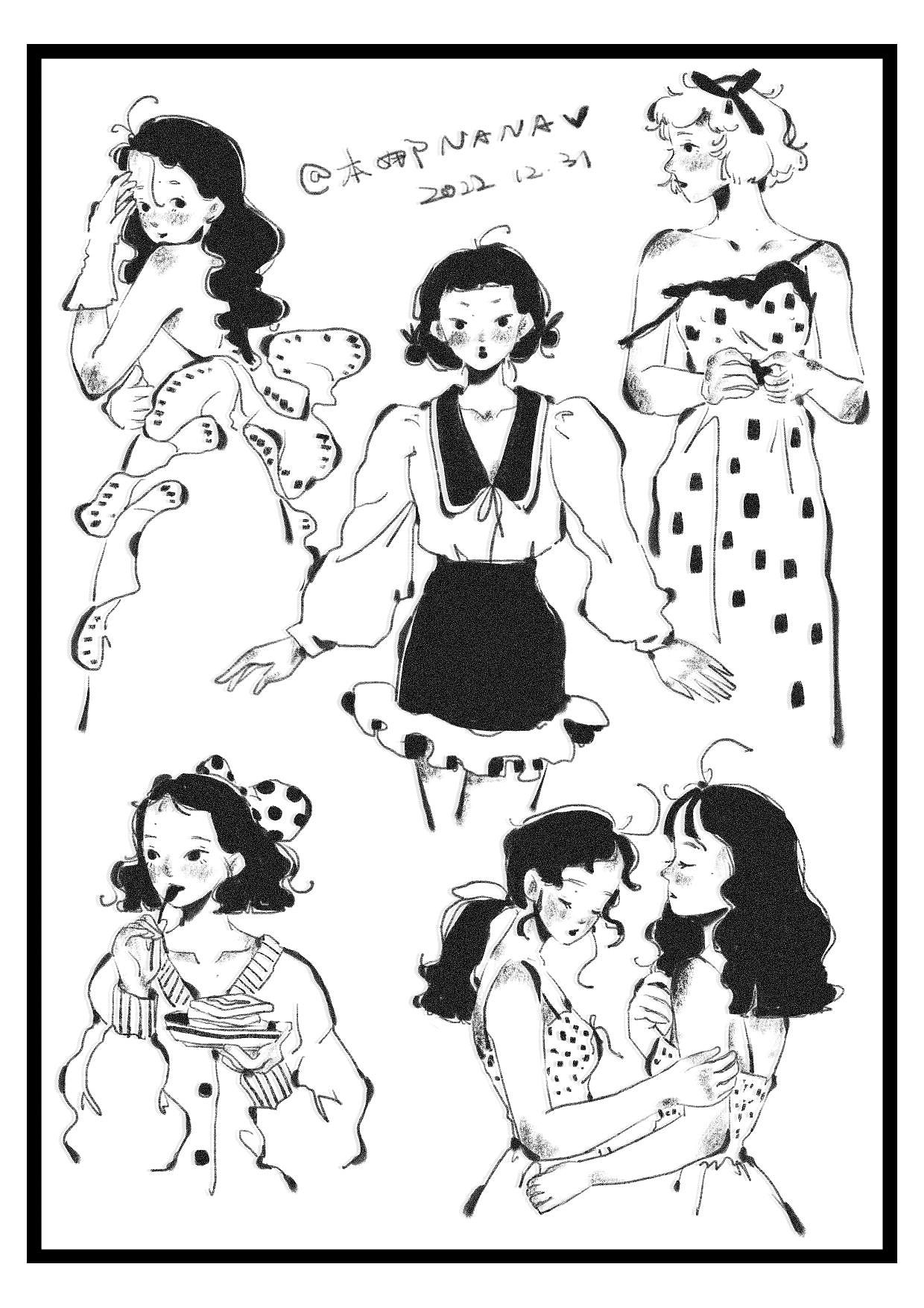 少女速写（合集）（图ZMzI3MTkwNTAw） - 创作习作 - 站酷设计师本娜NANA原创素材 - 站酷ZCOOL