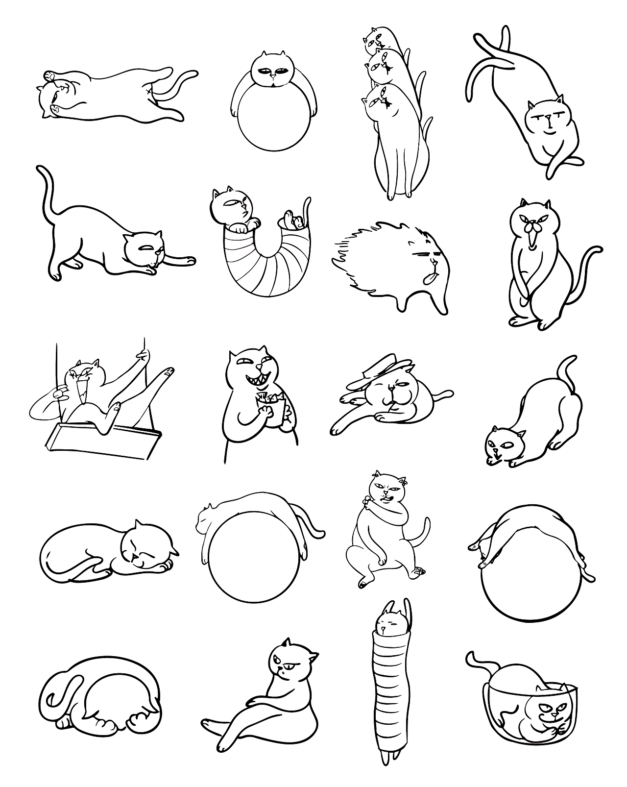 100只貓的線稿（圖ZMjA3OTg2ODIw） - 創(chuàng)作習(xí)作 - 站酷設(shè)計(jì)師青菜滋油團(tuán)子原創(chuàng)素材 - 站酷ZCOOL