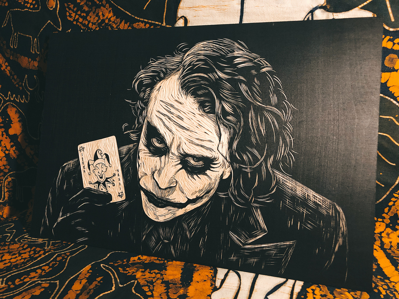 手工雕刻黑白木刻版画【小丑·希斯莱杰】（图ZMjMyODMzMDY0） - 绘画 - 站酷设计师南山晓原创素材 - 站酷ZCOOL
